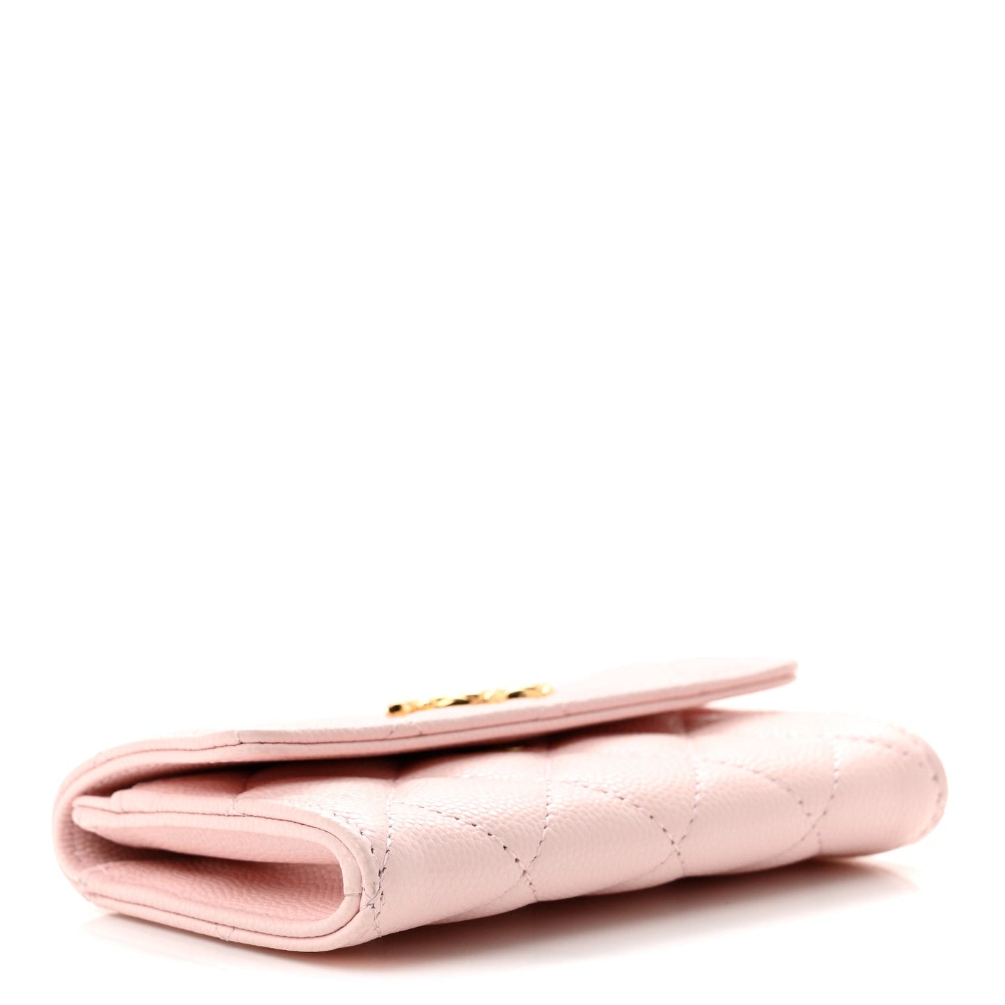 Caviar Quilted CC Flap Card Holder Rose