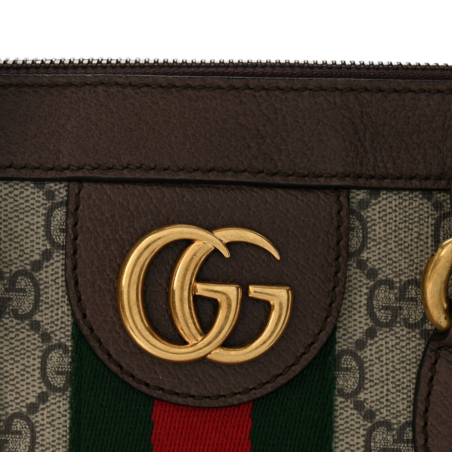 GG Supreme Monogram Textured Calfskin Web Medium Ophidia Briefcase Beige Ebony New Acero