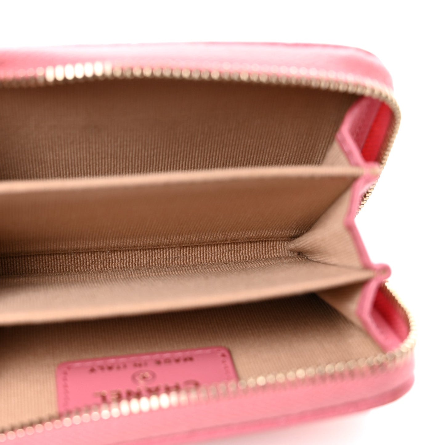 Caviar Quilted Textured CC Zip Around Coin Purse Black Pink