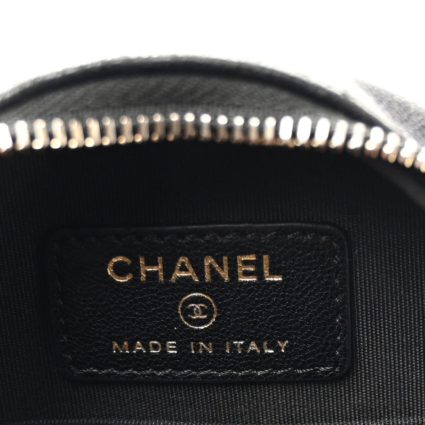 Goatskin Quilted Chanel 19 Round Clutch With Chain Black