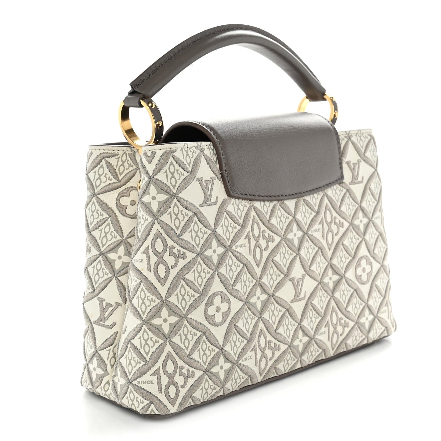 Calfskin Since 1854 Embroidered Capucines BB Ecru Taupe