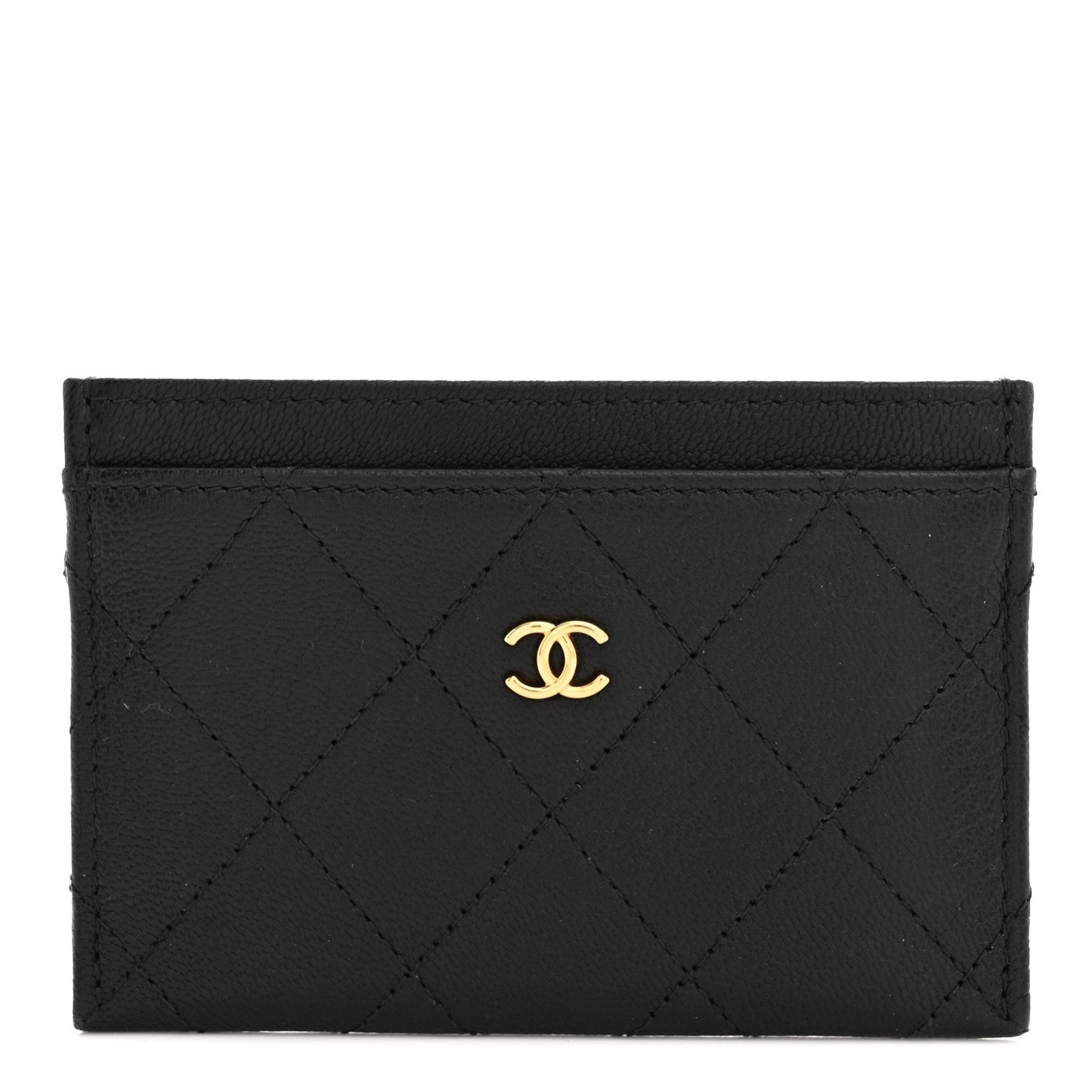 Goatskin Stitched CC Card Holder Black