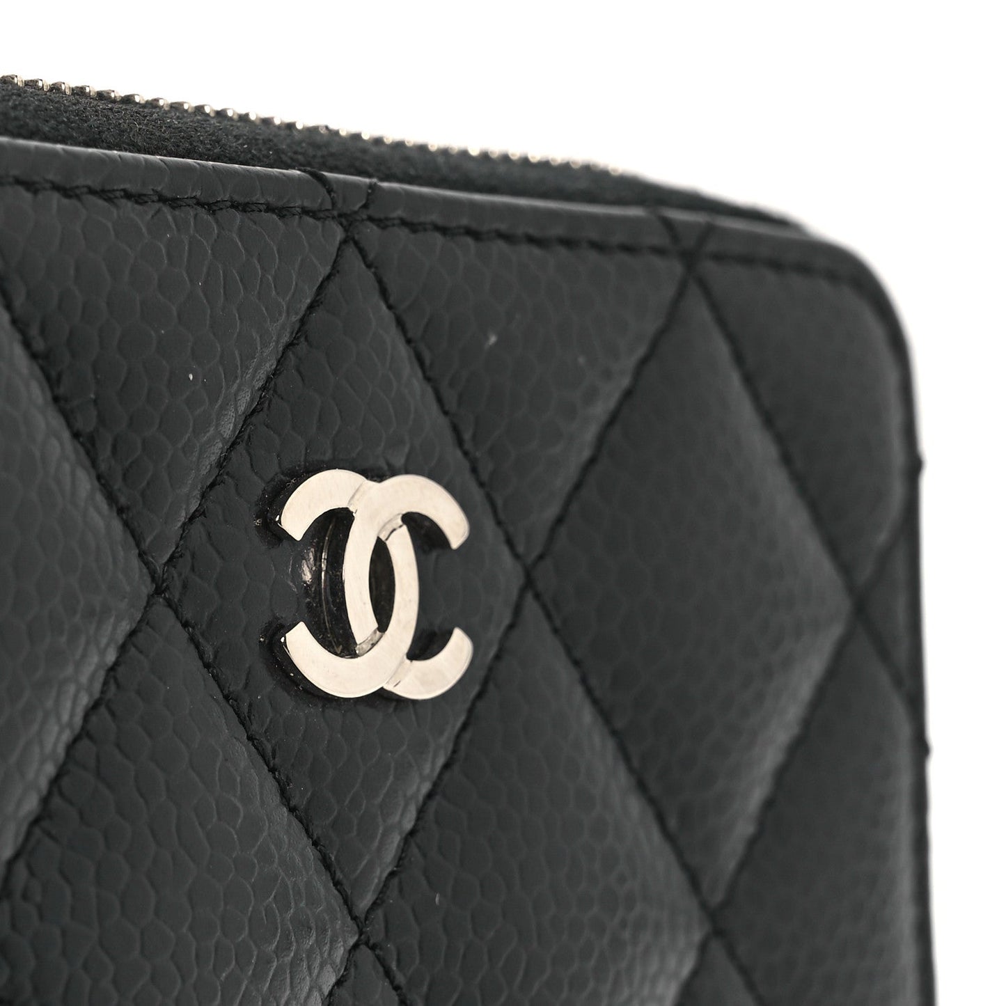 Caviar Quilted Zip Coin Purse Black