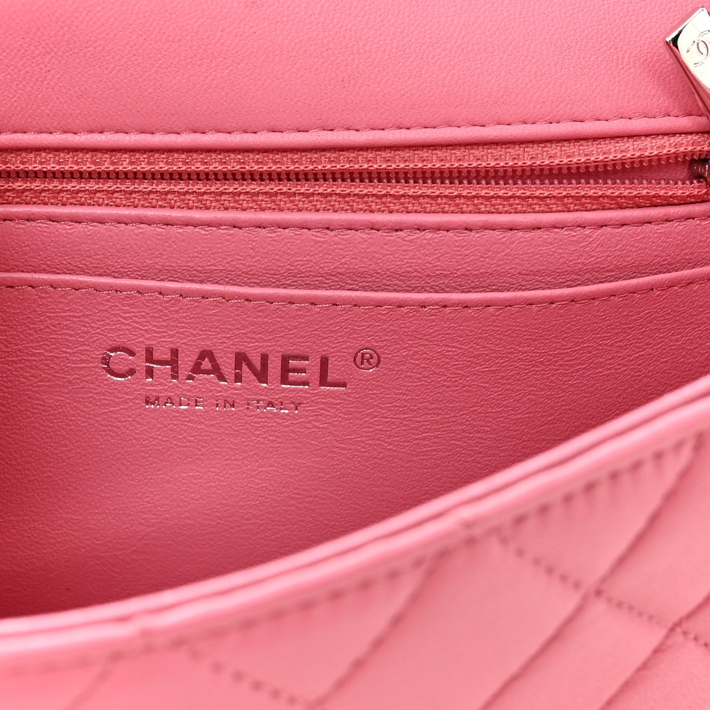 Lambskin Quilted Mini Rectangular Flap Pink