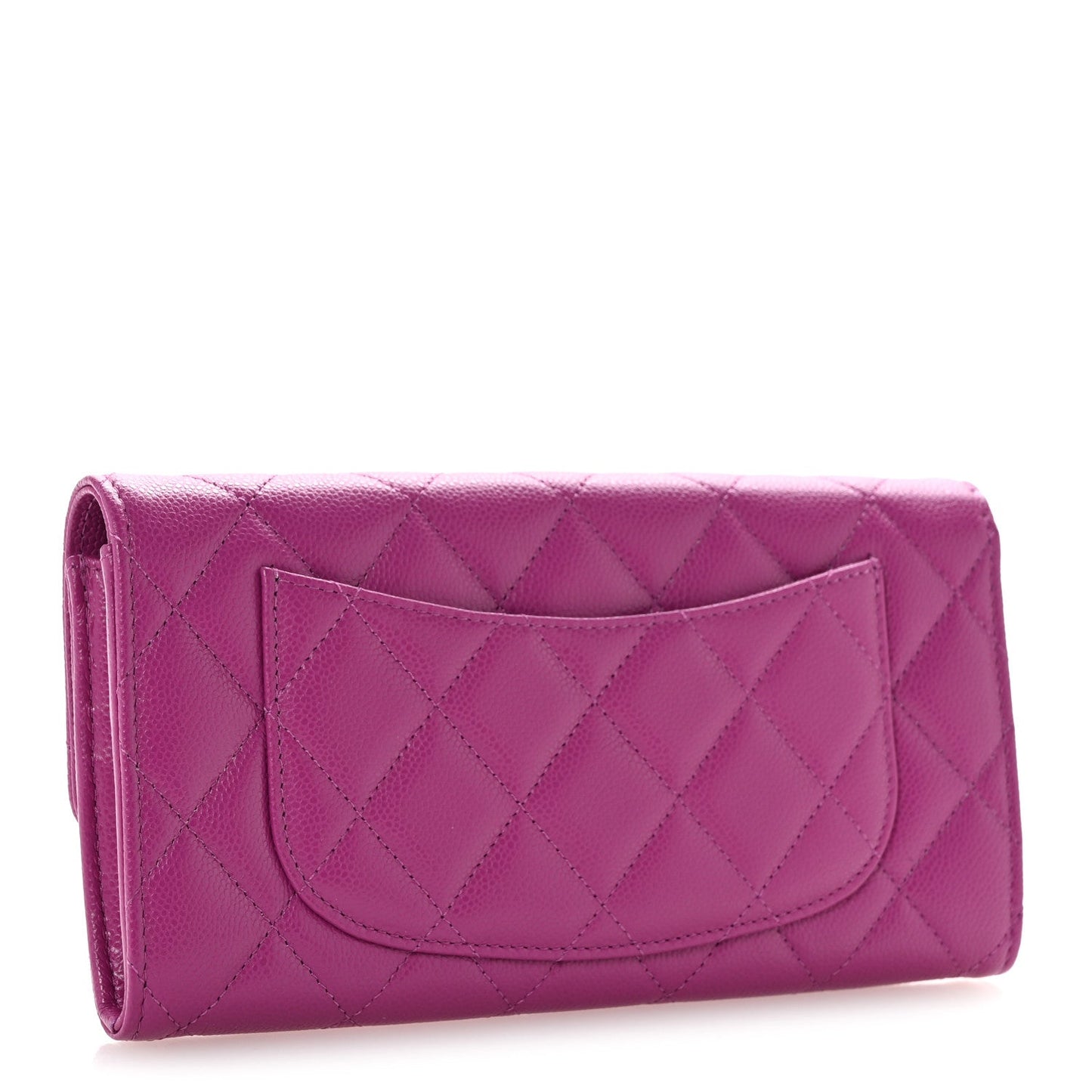 Caviar Quilted Large Flap Wallet Purple