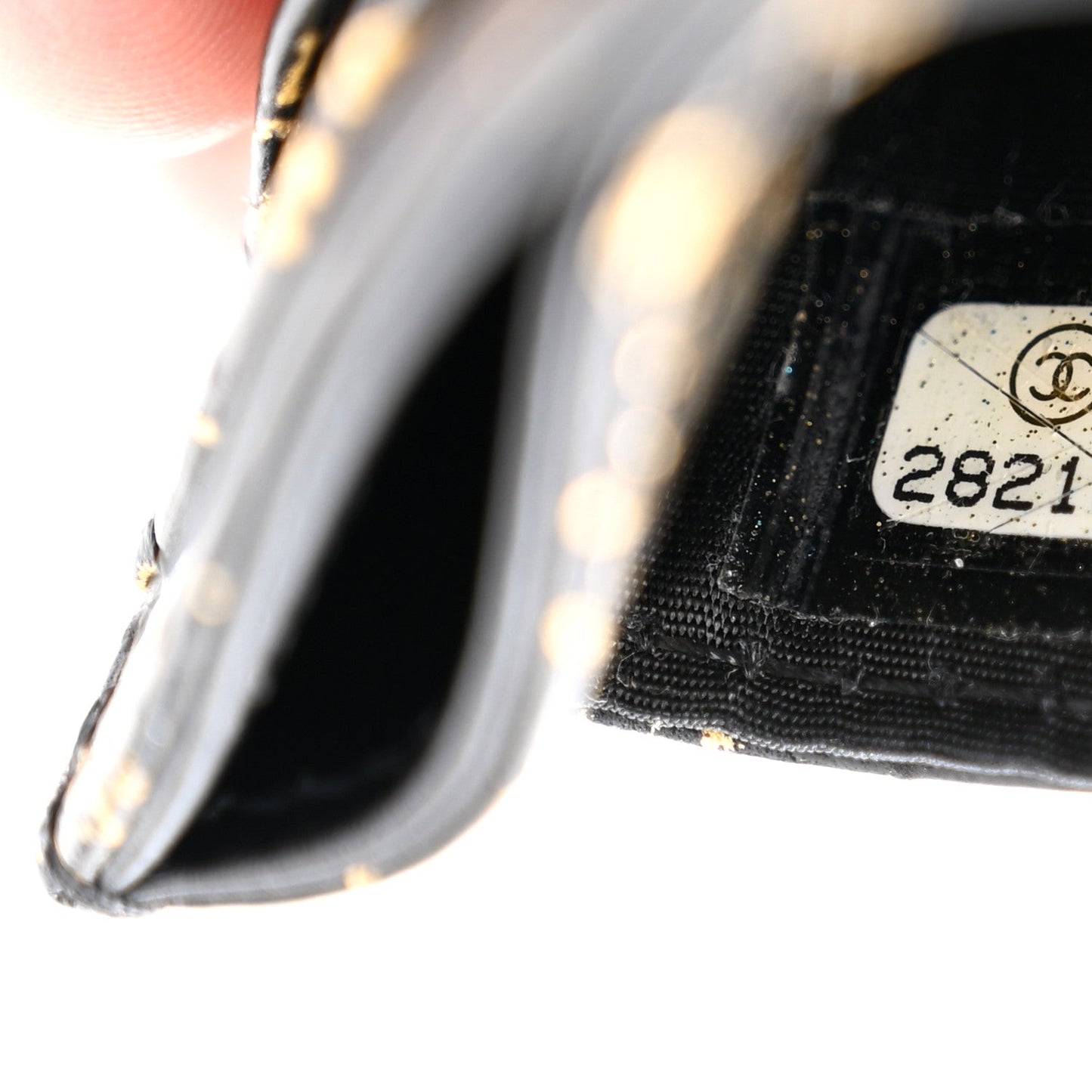 Calfskin Crocodile Embossed Graffiti 2.55 Cocodile Reissue Card Holder Black Gold
