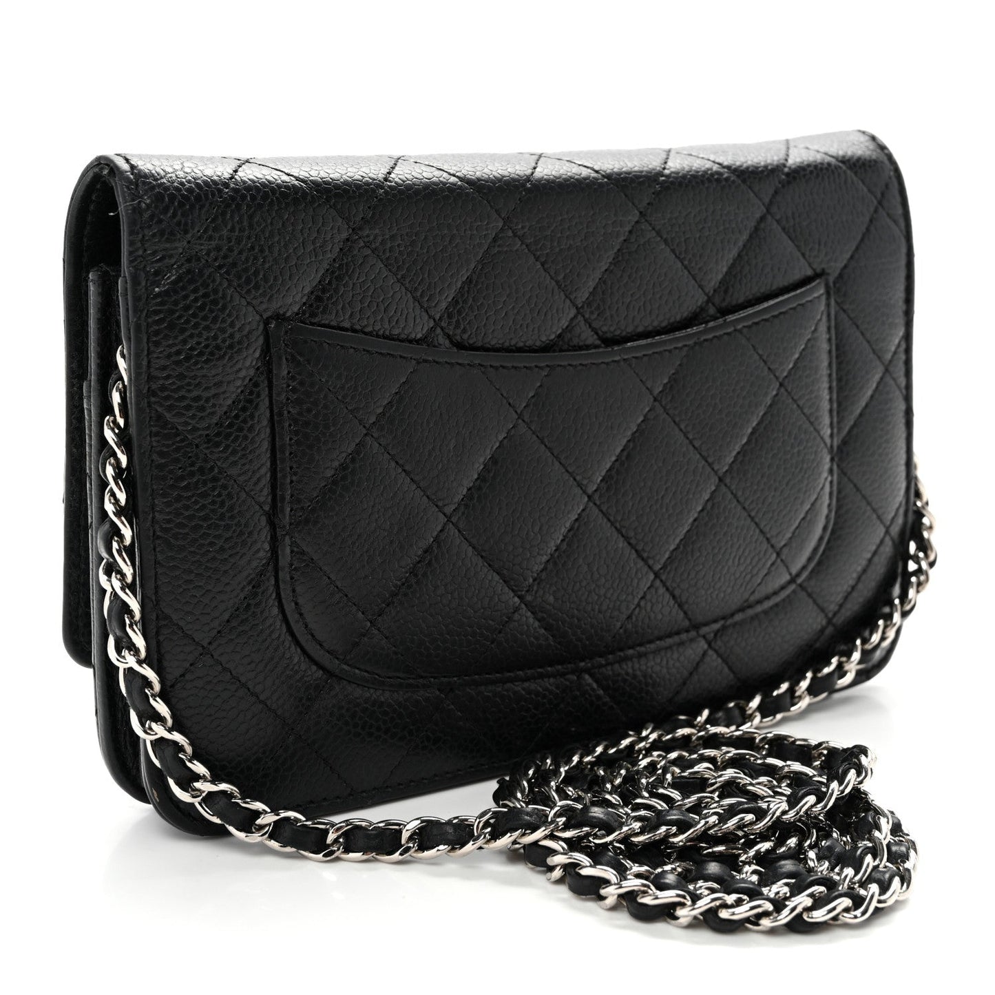 Caviar Quilted Wallet on Chain WOC Black