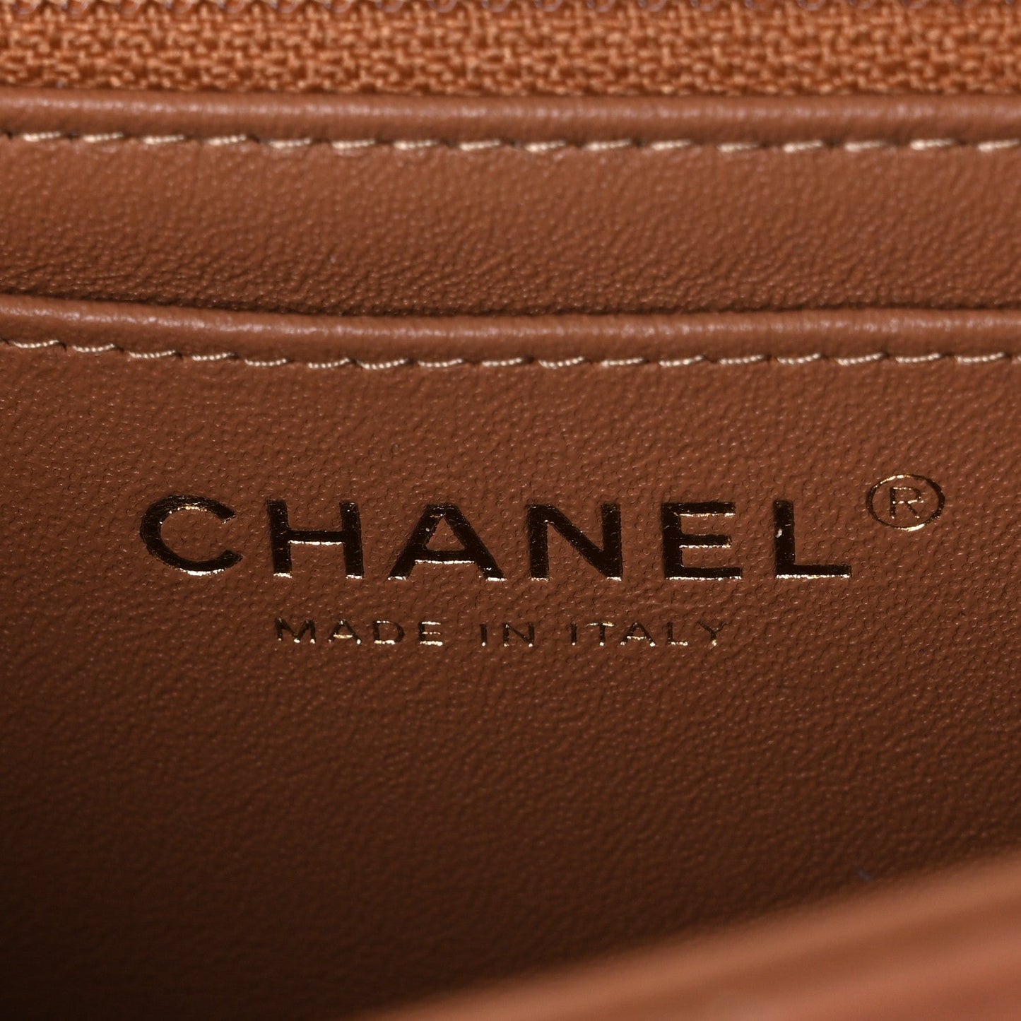 Lambskin Quilted Mini Rectangular Flap Brown