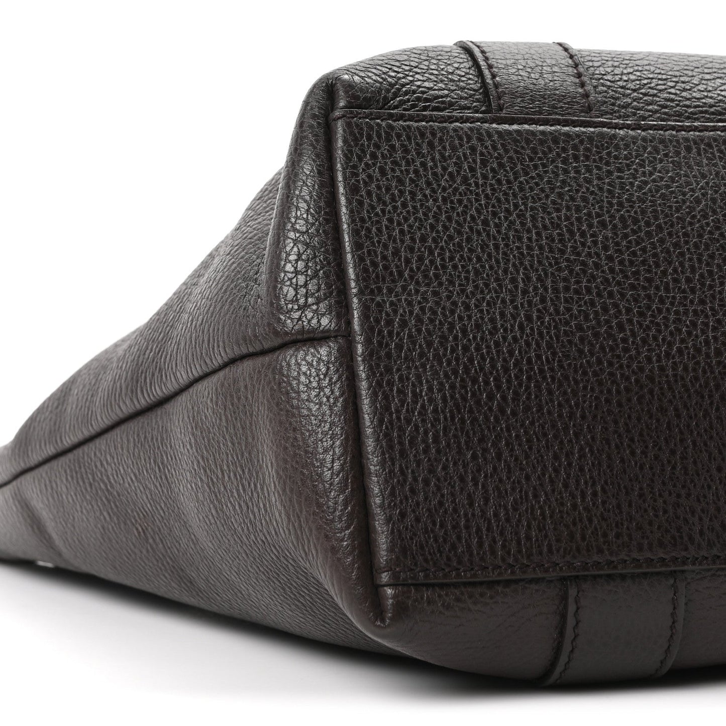Calfskin Bamboo Top Handle Tote Dark Brown