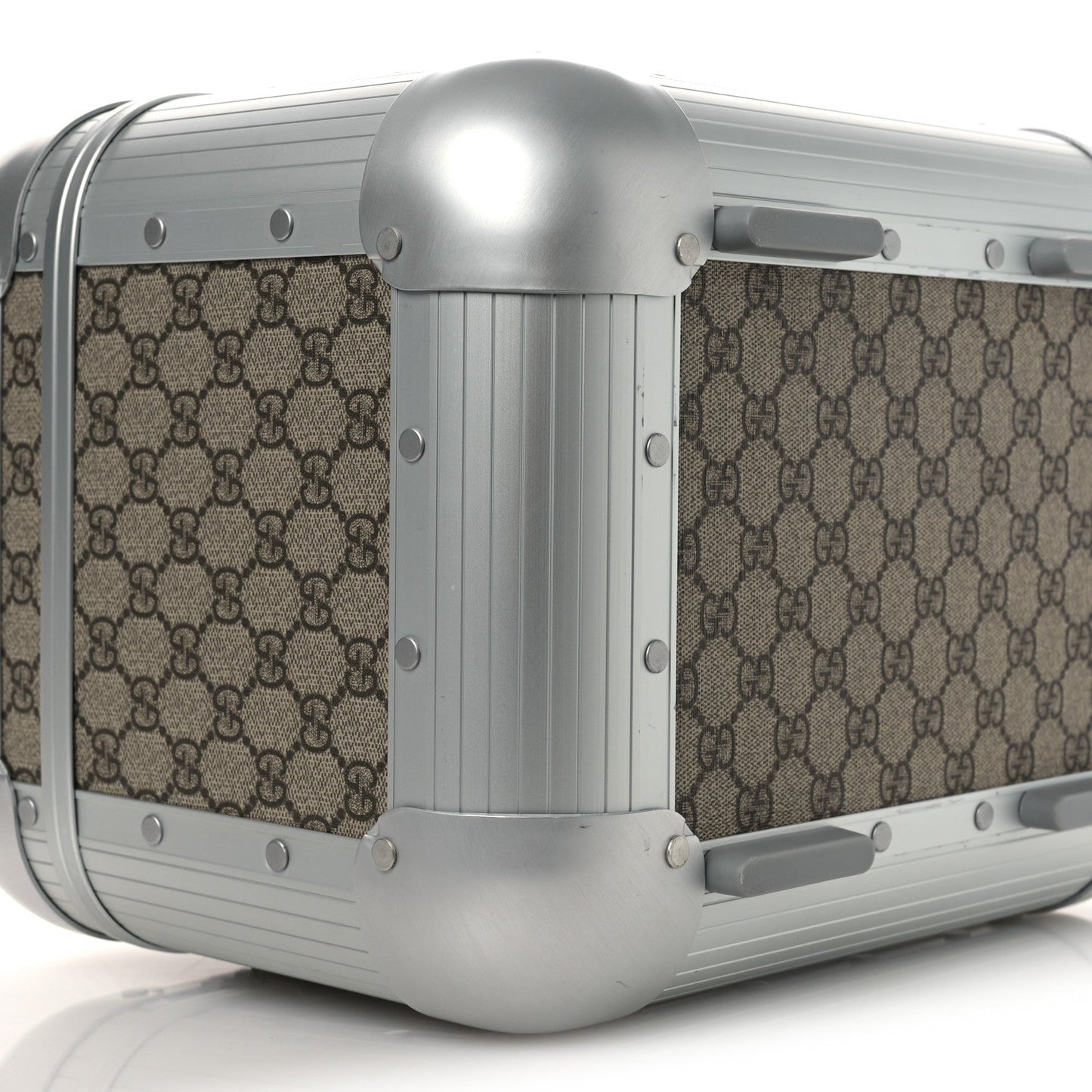 GG Supreme Monogram Aluminum Porter Beauty Case Silver