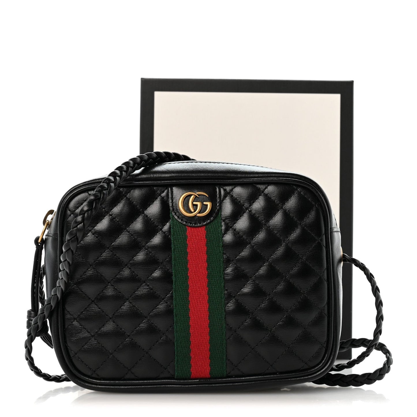 Calfskin Trapuntata Web Mini GG Shoulder Bag Black
