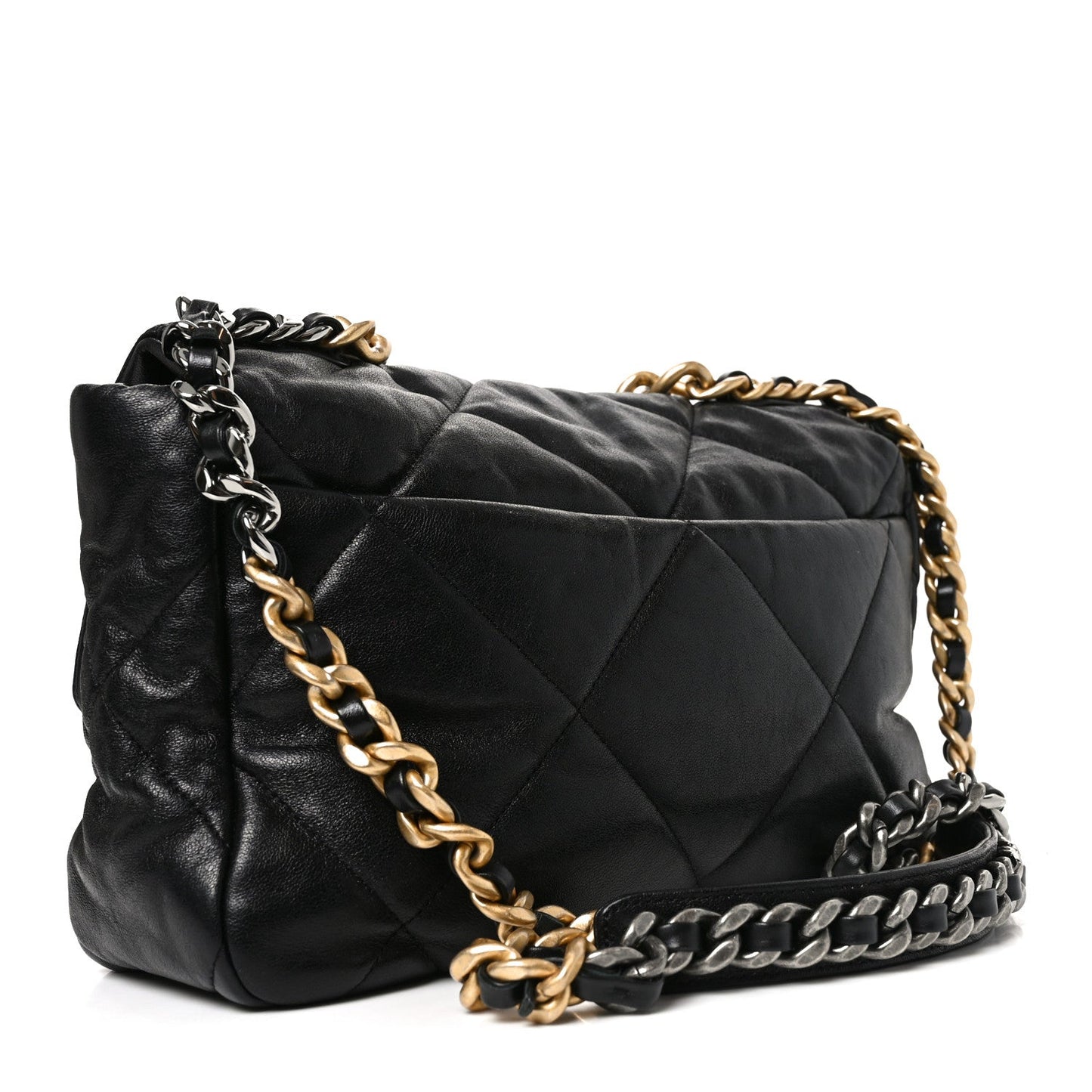 Goatskin Quilted Large Chanel 19 Flap Black