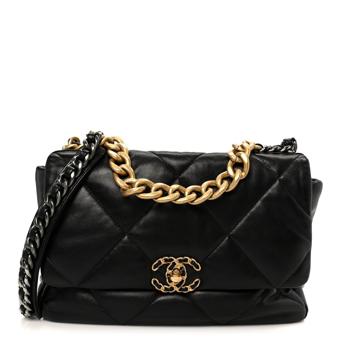 Goatskin Quilted Large Chanel 19 Flap Black