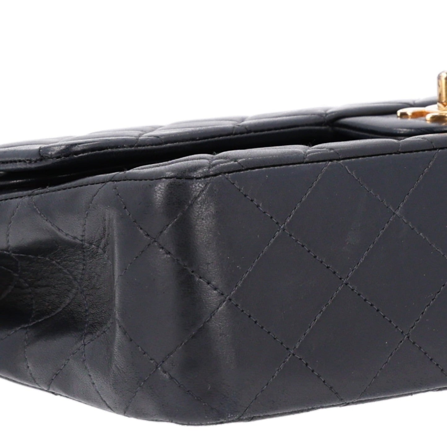 Lambskin Quilted Medium Double Flap Black