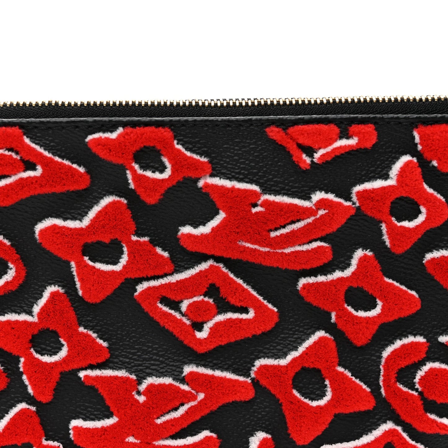 X UF Tufted Monogram Pochette Accessories Black Red