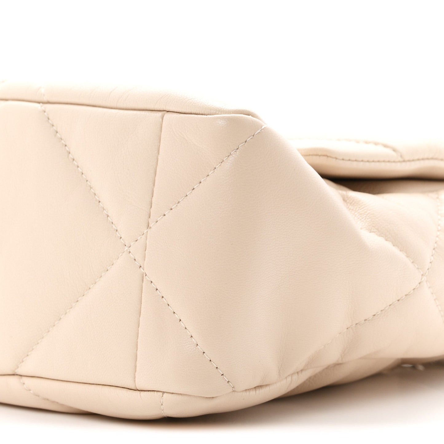 Goatskin Quilted Large Chanel 19 Flap Beige