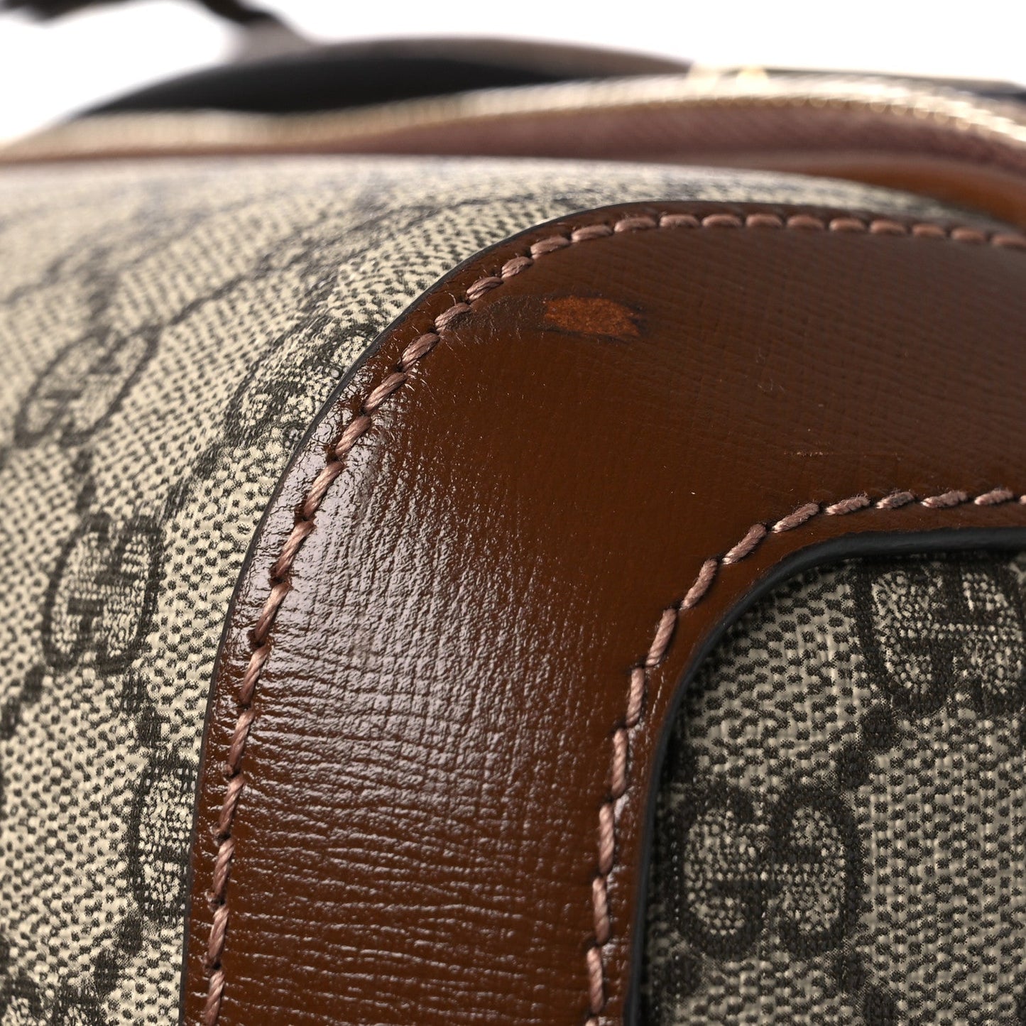 GG Supreme Monogram Azalea Calfskin Retro Interlocking G Small Savoy Cabin Trolley Beige Ebony Brown Sugar
