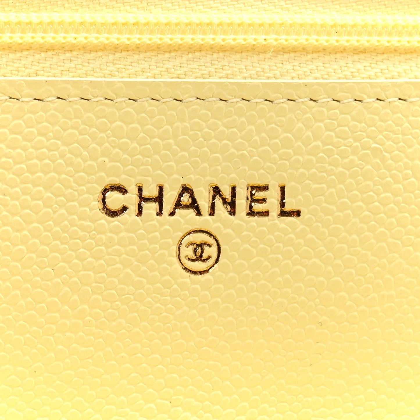 Caviar Quilted CC Turn Lock Wallet On Chain WOC Light Yellow
