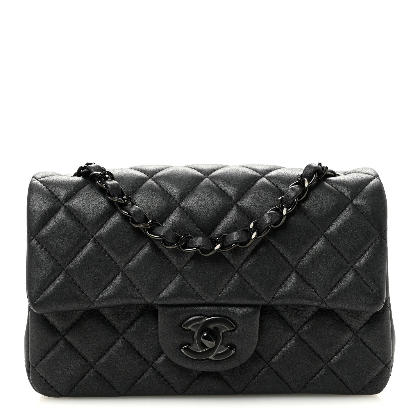 Lambskin Quilted Mini Rectangular Flap So Black
