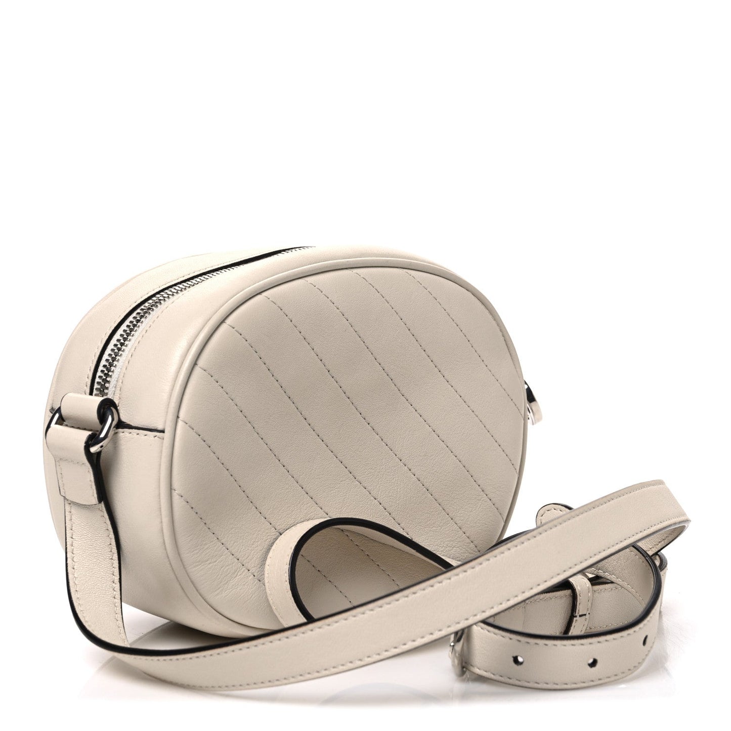 Sakai Be Green Calfskin Diagonal Stitched Mini Blondie Shoulder Bag Mystic White