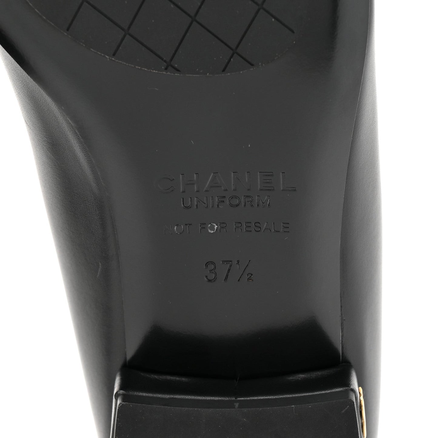 Lambskin Cap Toe CC Uniform Ballerina Flats 37.5 Black