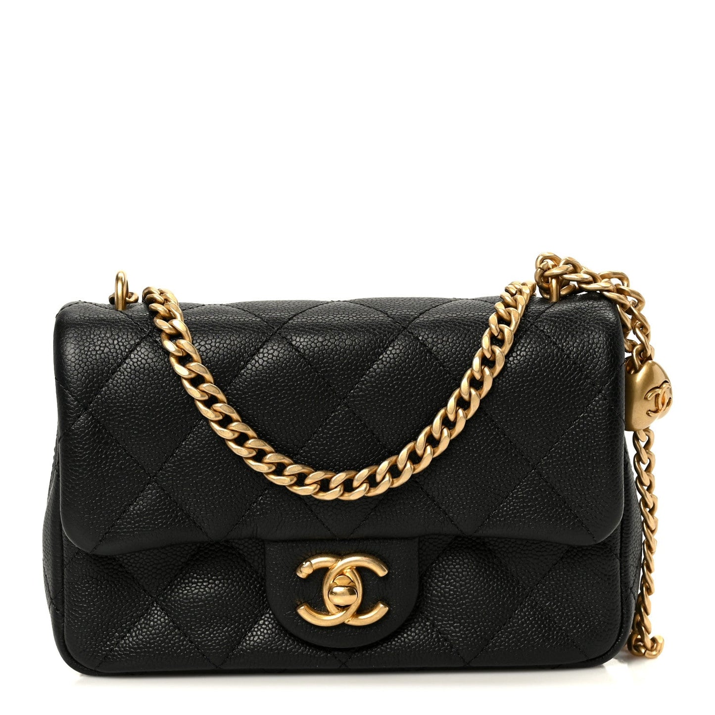 Caviar Quilted Mini Sweetheart Rectangular Flap Black