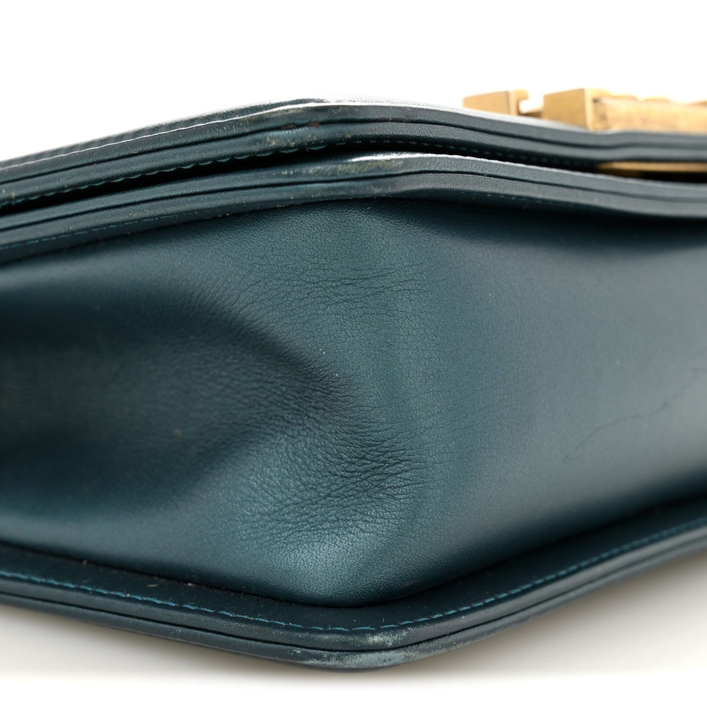 Metallic Calfskin Quilted Small Boy Flap Blue
