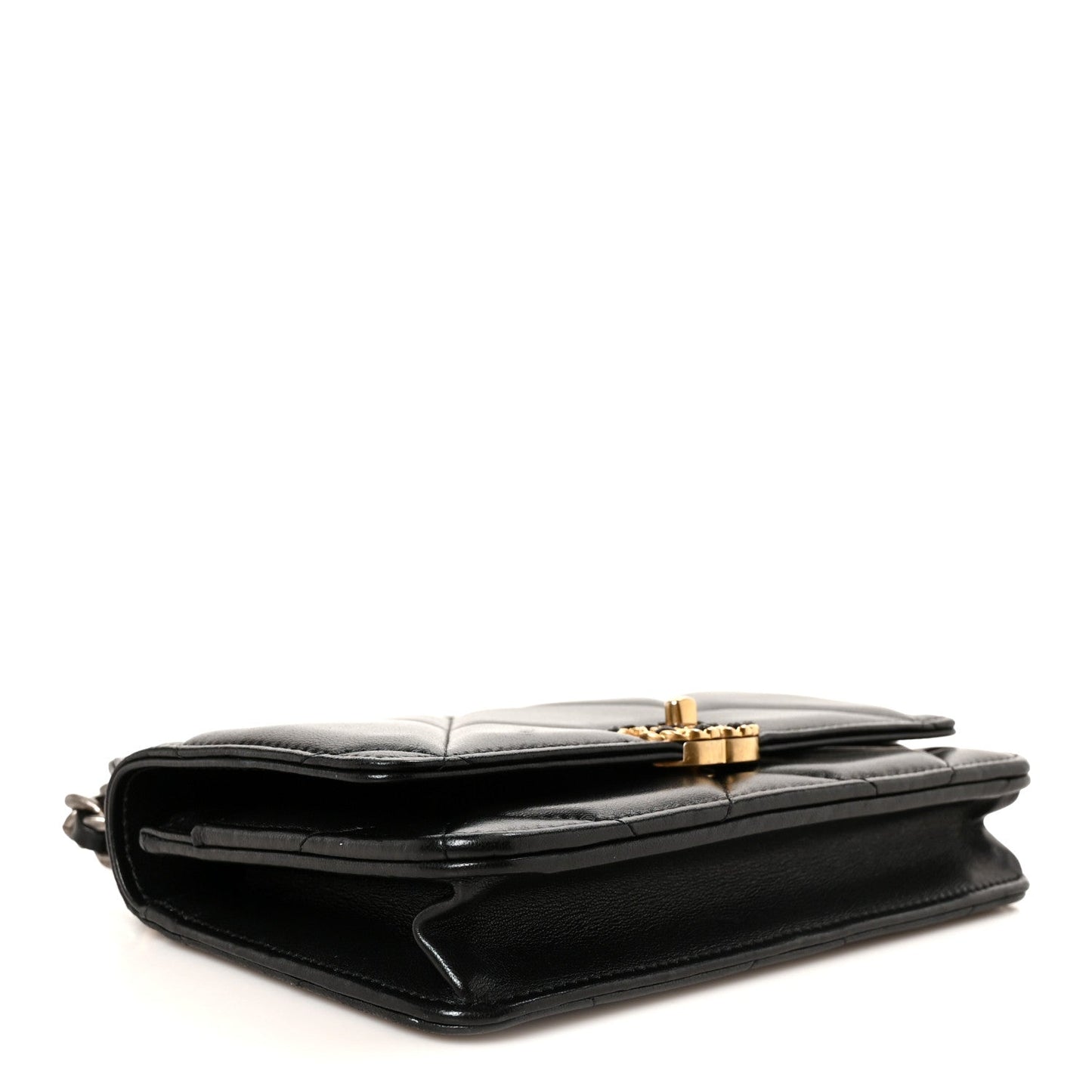 Lambskin Quilted Chanel 19 Wallet On Chain WOC Black