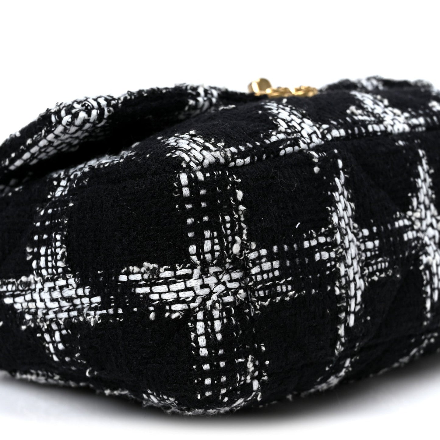 Tweed Quilted Medium Chanel 19 Flap Black White