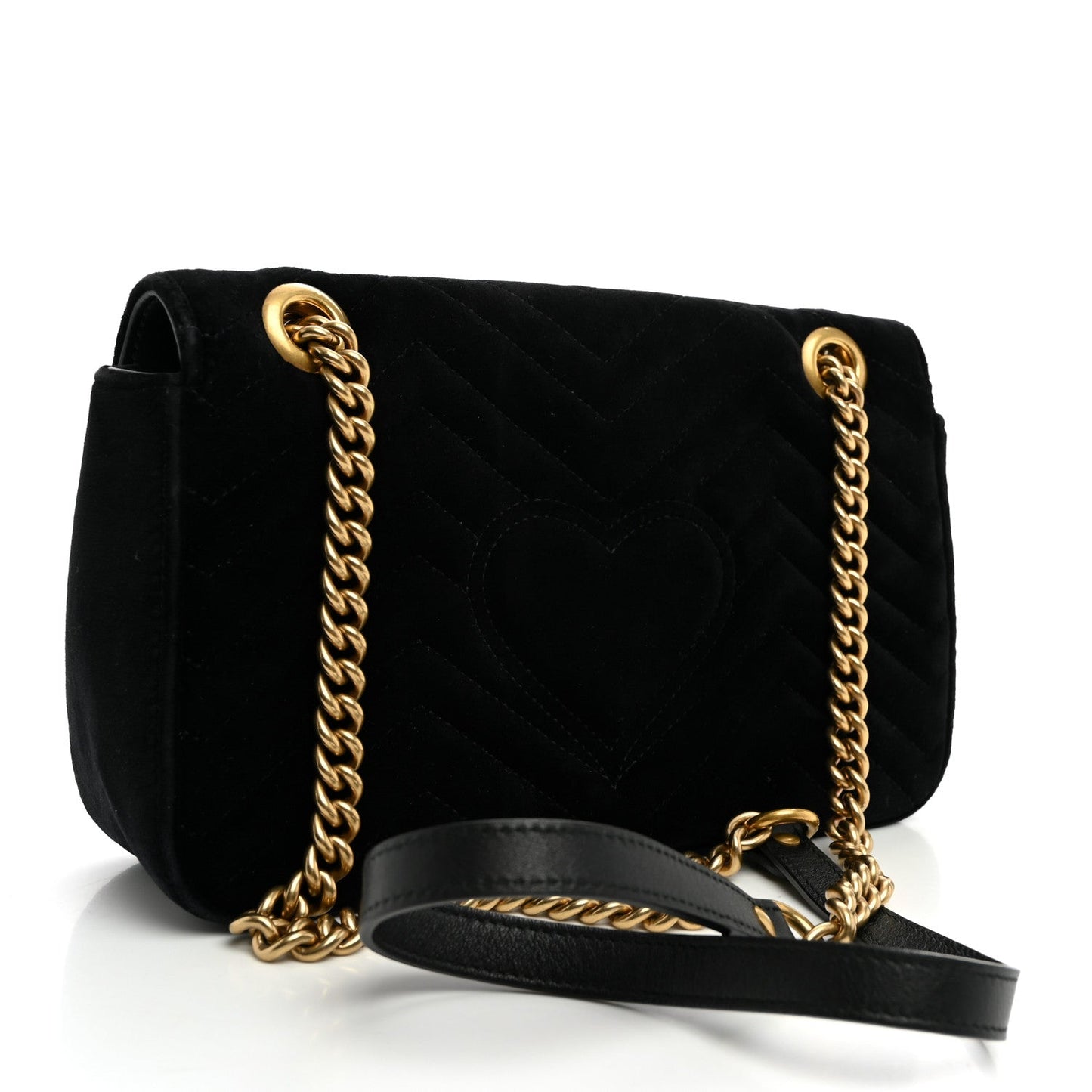 Velvet Matelasse Marquise Crystals Embroidered Small GG Marmont Shoulder Bag Black