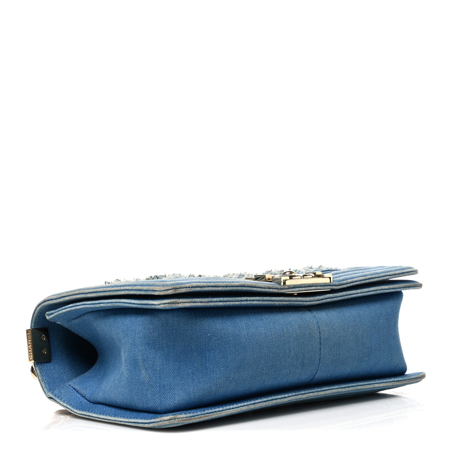 Denim Pleated Medium Boy Flap Light Blue