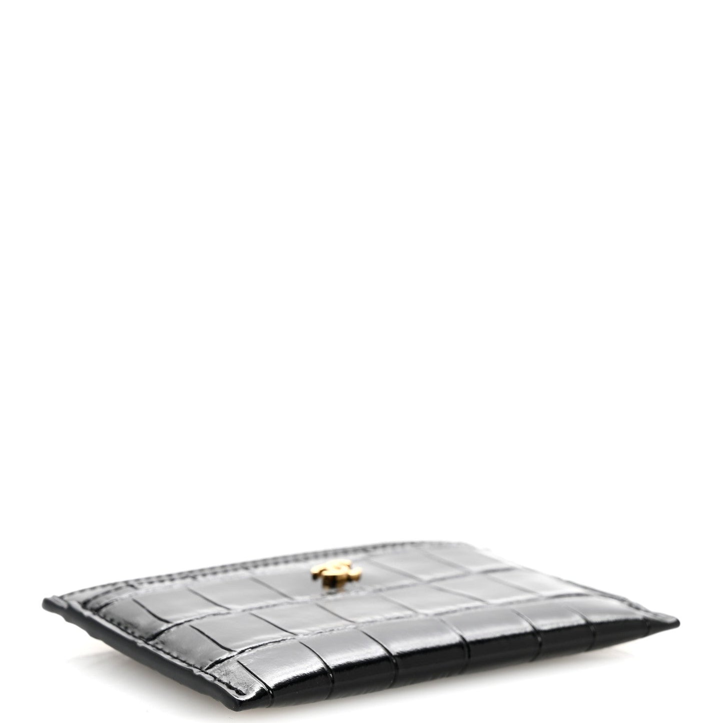 Calfskin Crocodile Embossed Crococo Card Holder Black