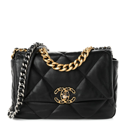 Lambskin Quilted Medium Chanel 19 Flap Black