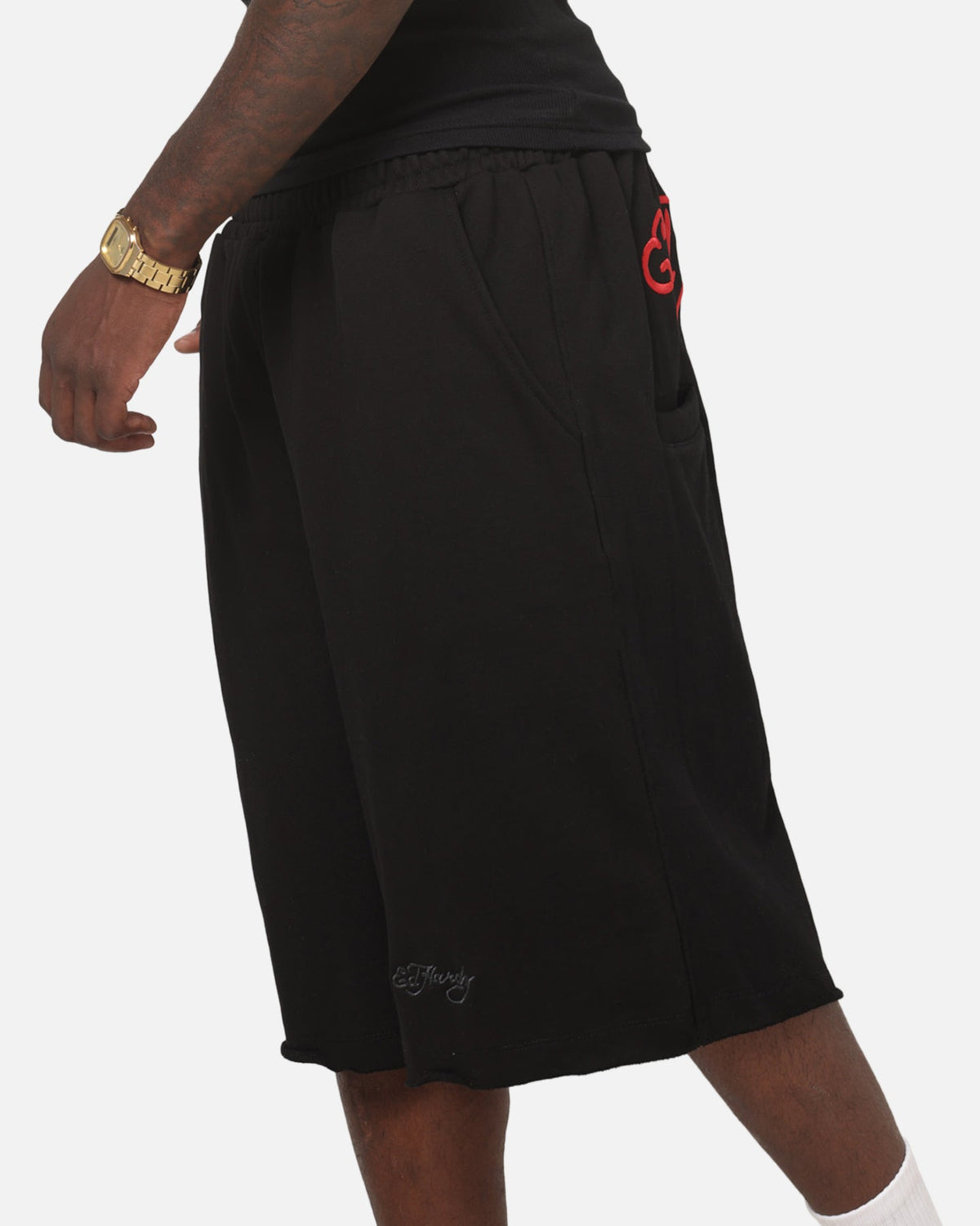 Ed Hardy Baggy Fleece Shorts Black
