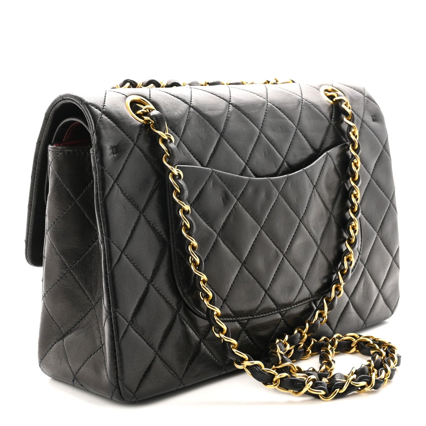 Lambskin Quilted Medium Double Flap Black