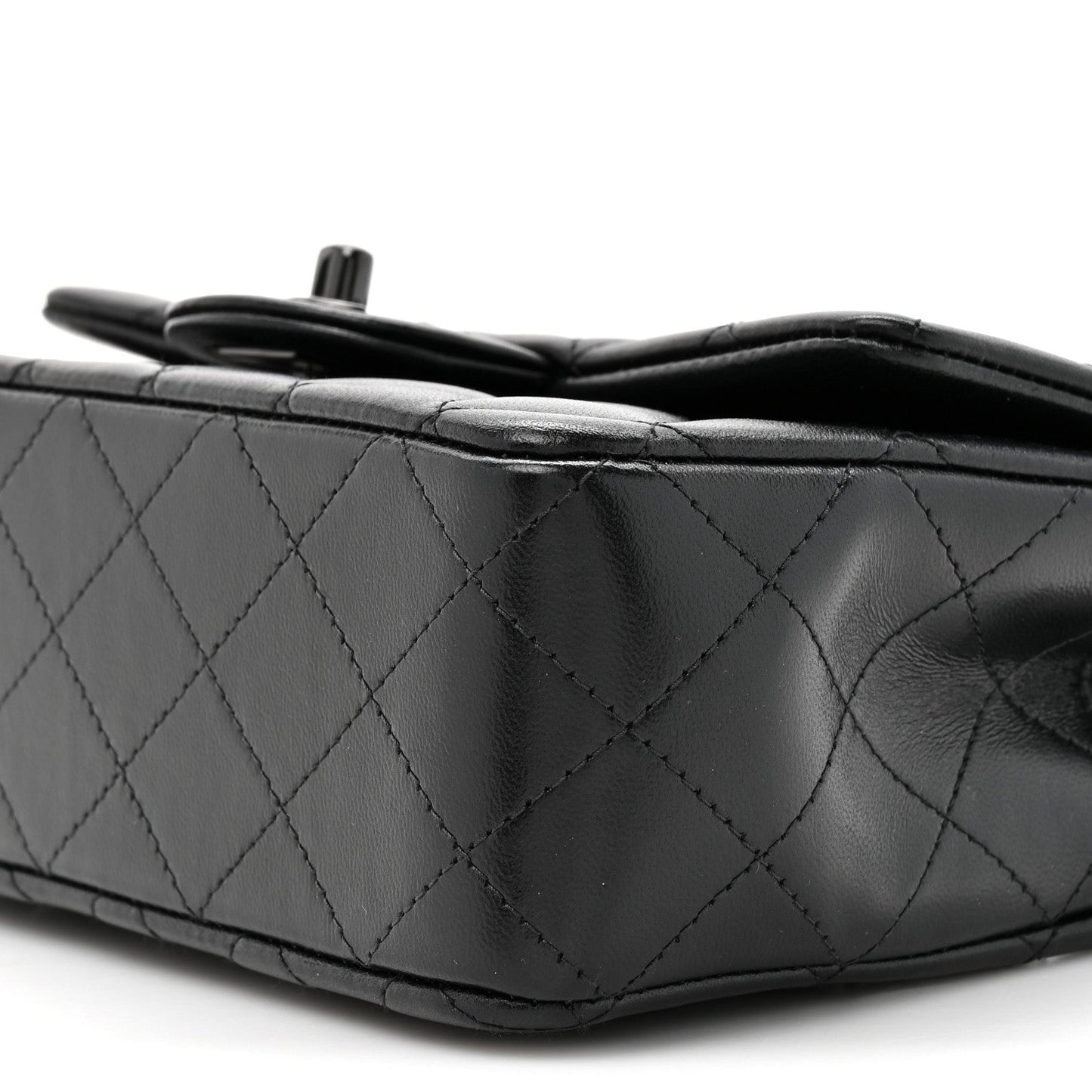 Lambskin Quilted Mini Top Handle Rectangular Flap So Black