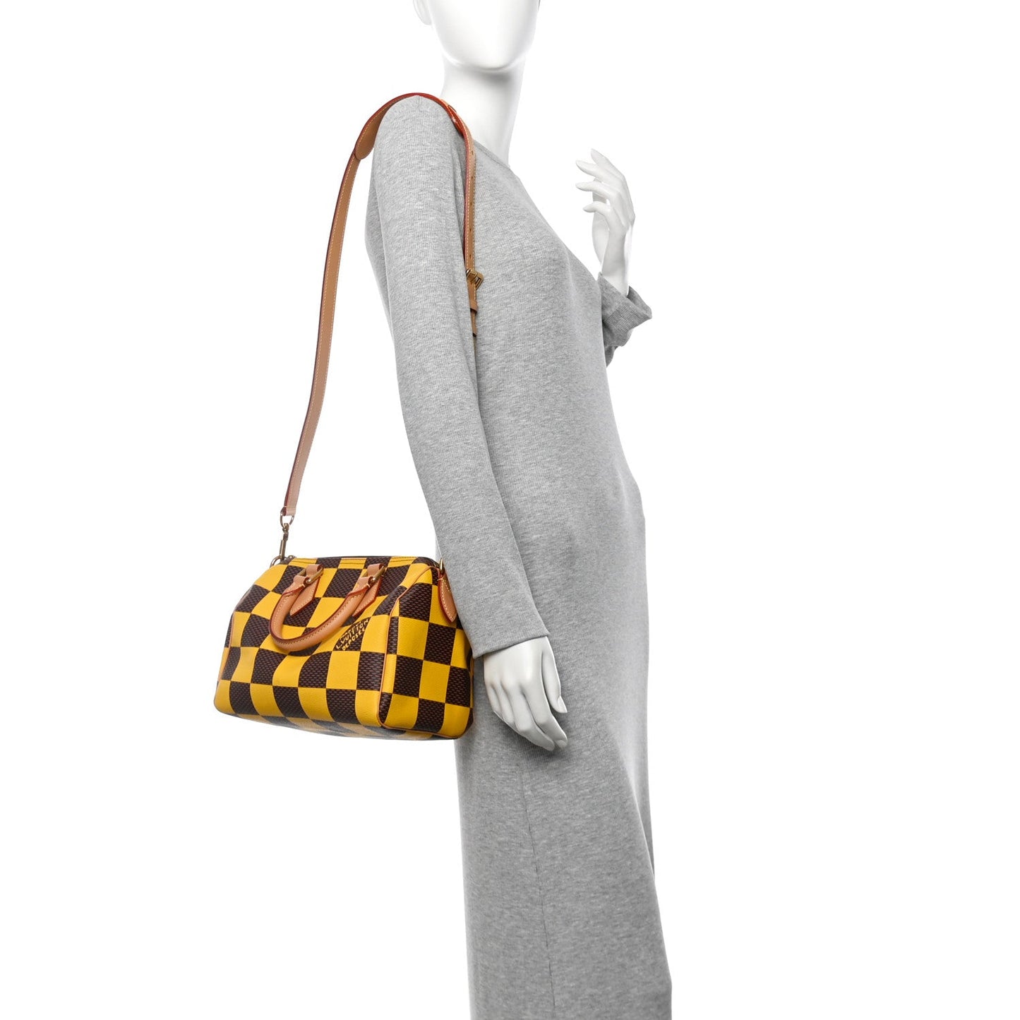Damier Pop Speedy Bandouliere 25 Jaune Mat