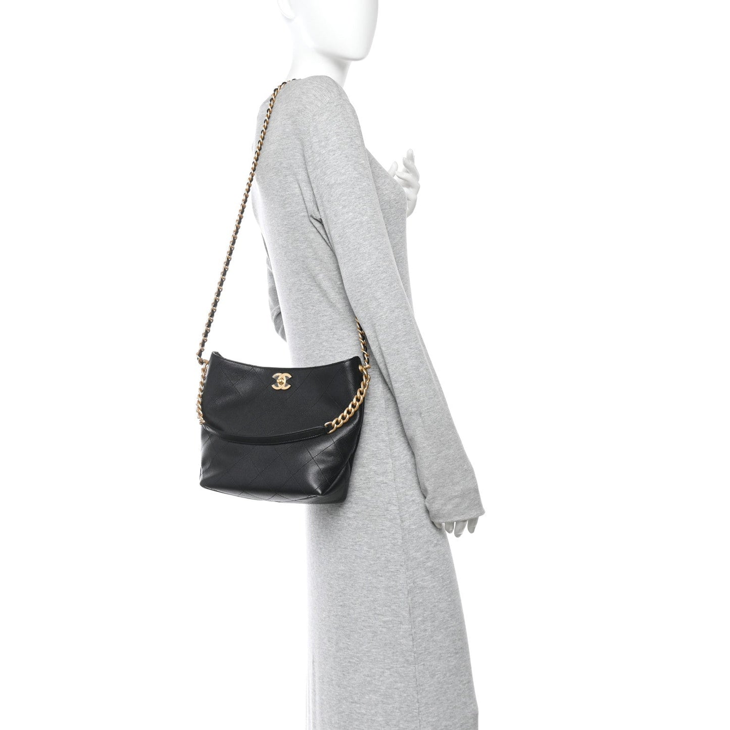 Caviar Quilted Hobo Black