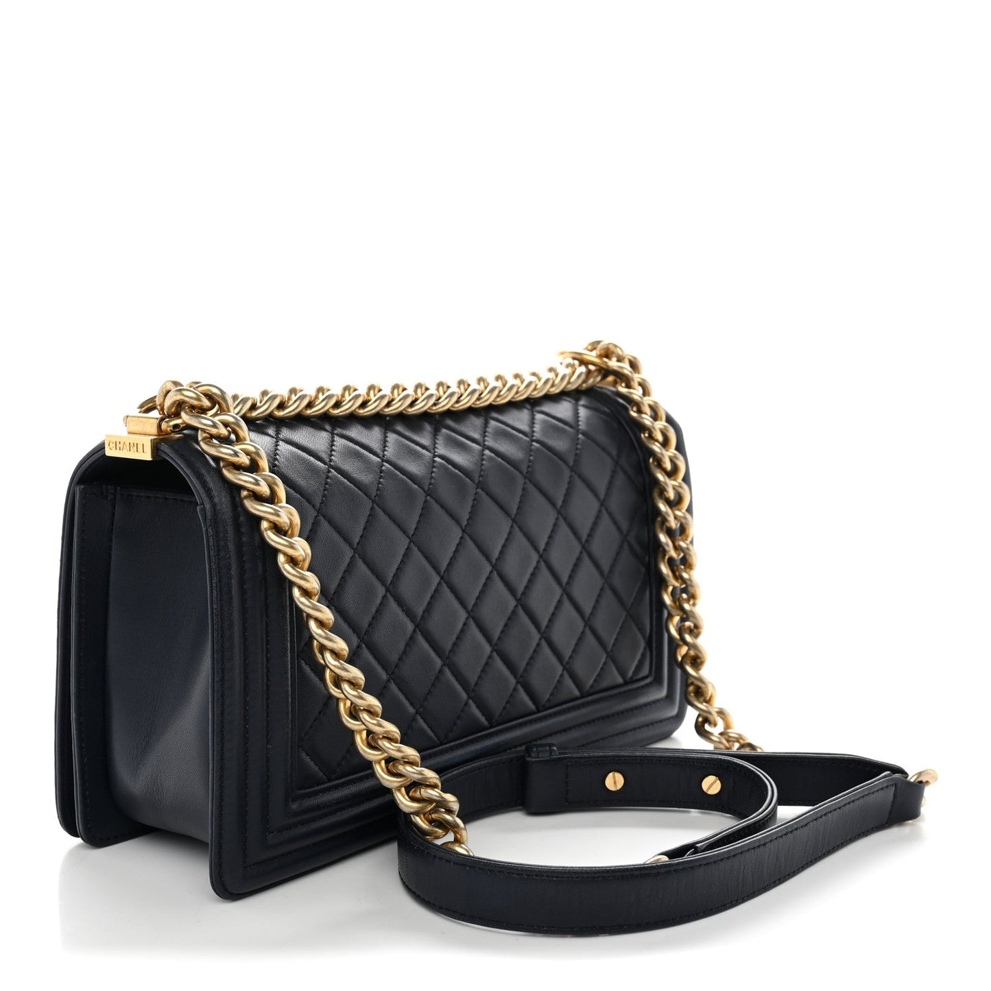 Lambskin Quilted Medium Boy Flap Dark Dark Navy