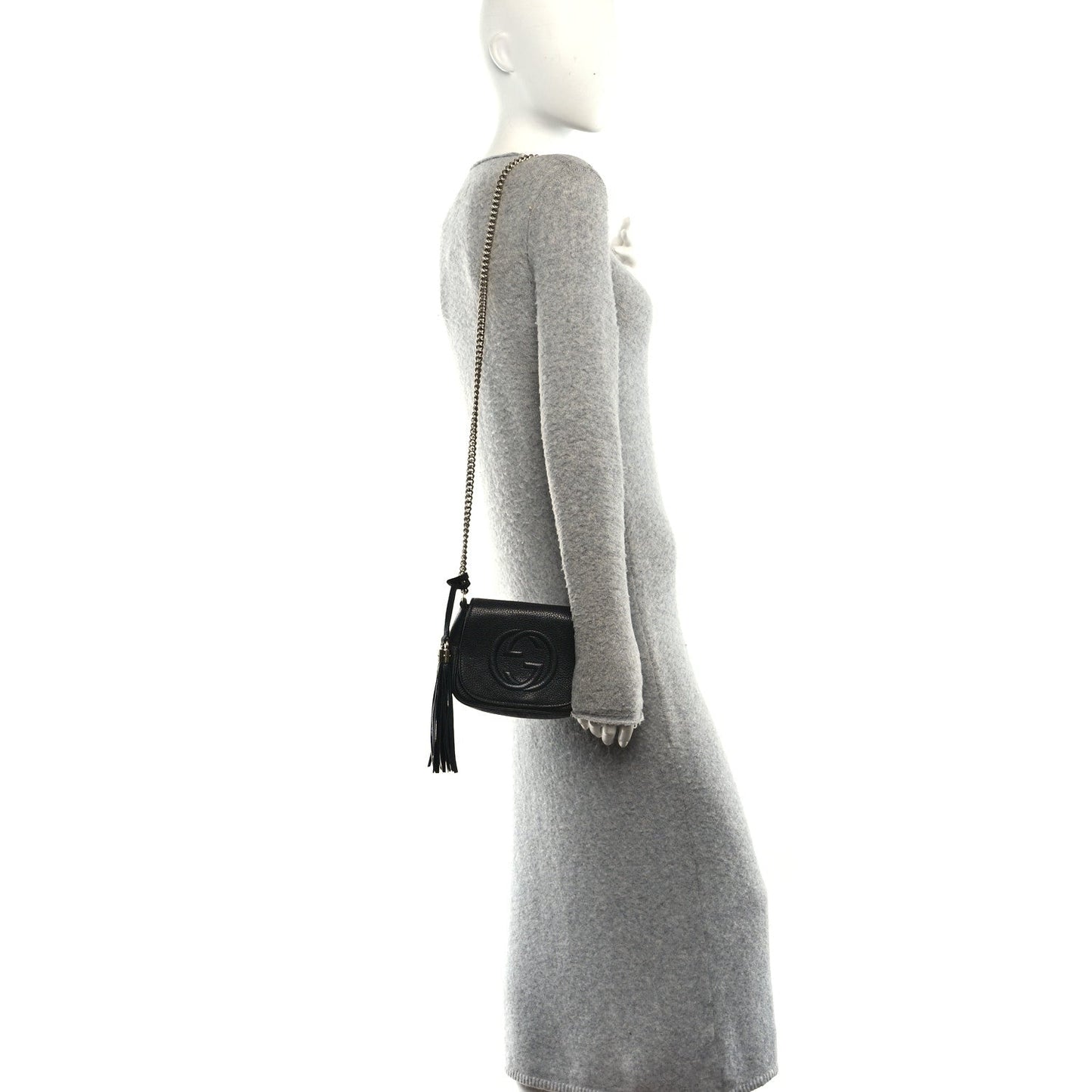 Pebbled Calfskin Small Soho Flap Crossbody Black