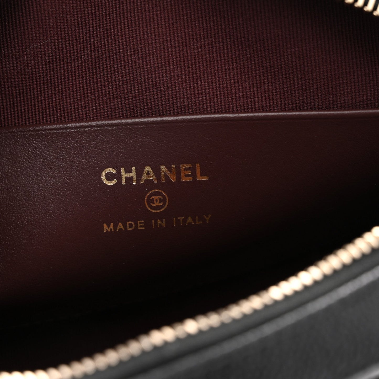 Caviar Quilted Chain Camera Bag Black