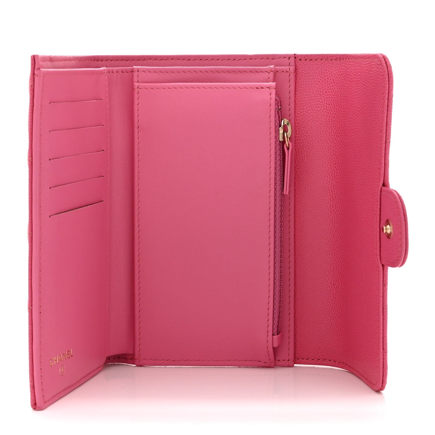 Caviar Quilted Medium Flap Wallet Pink