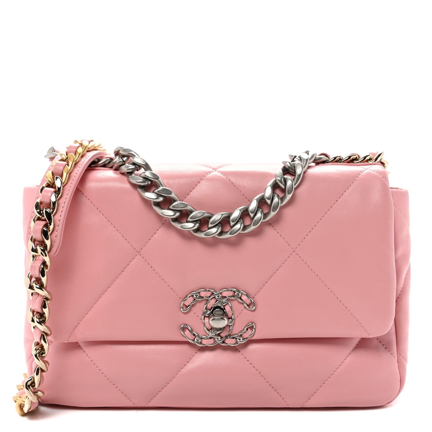 Lambskin Quilted Medium Chanel 19 Flap Light Pink