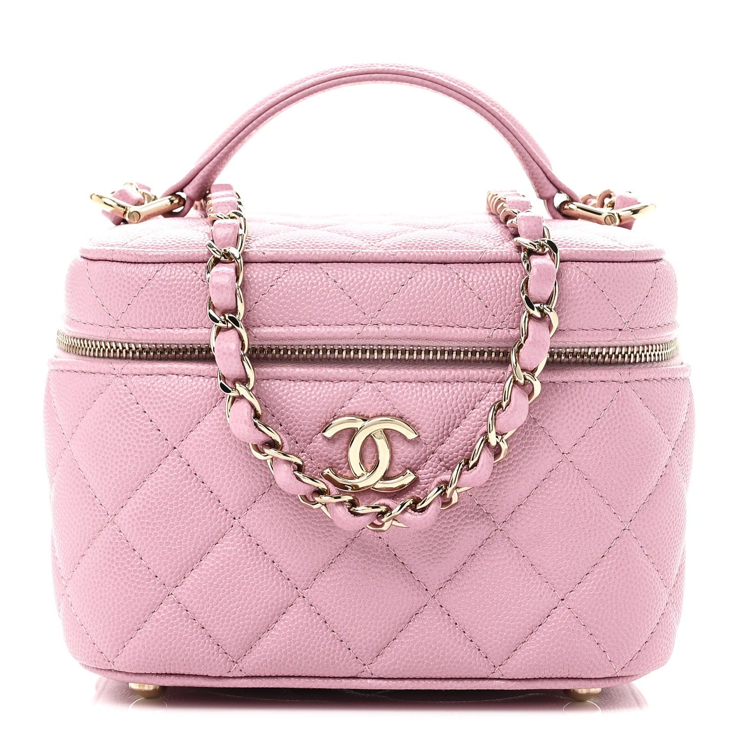 Caviar Quilted Small CC Vanity Case Pink