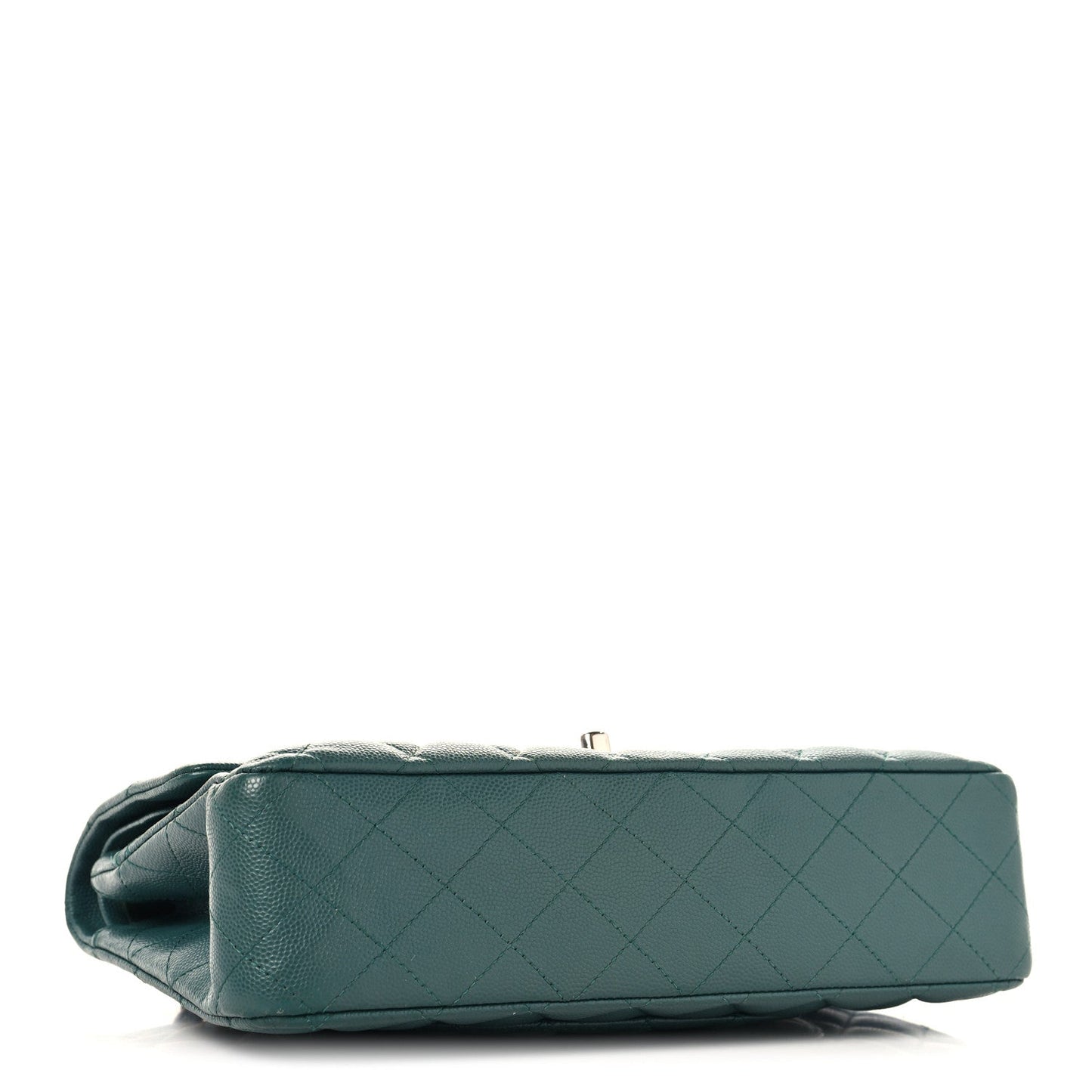 Caviar Quilted Medium Double Flap Green