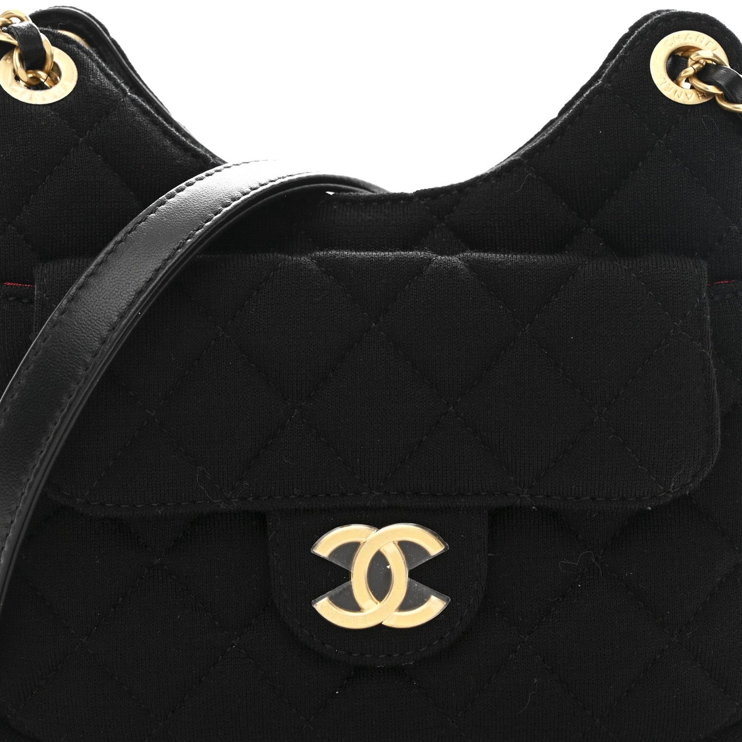 Jersey Quilted Small Wavy CC Hobo Black