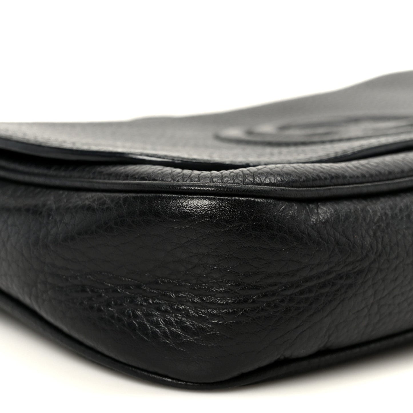 Pebbled Calfskin Medium Soho Flap Crossbody Black