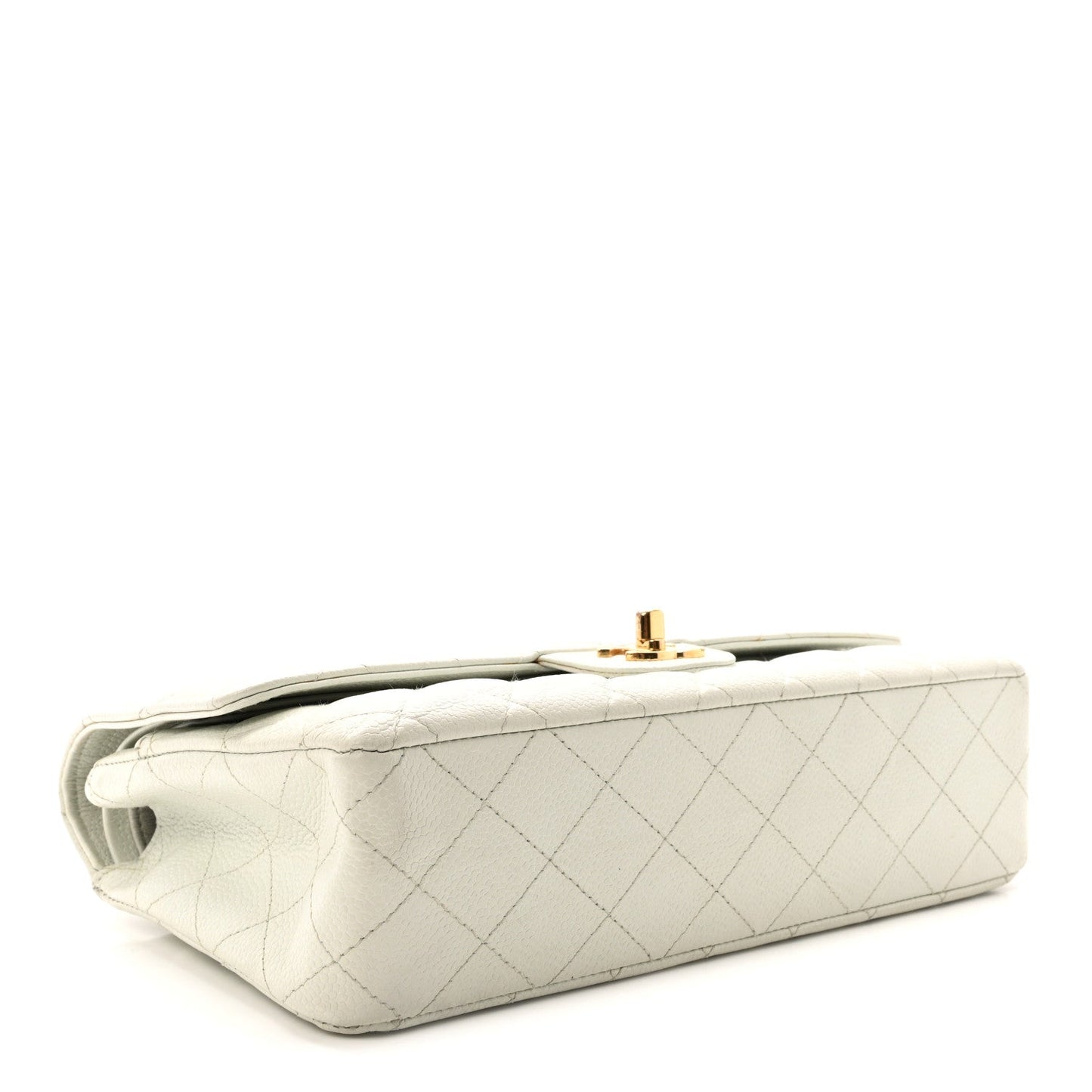 Caviar Quilted Medium Double Flap Light Blue