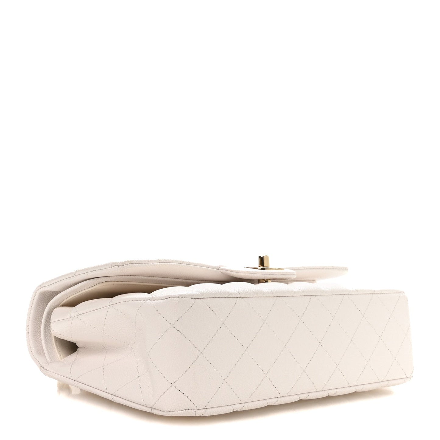 Caviar Quilted Medium Double Flap White
