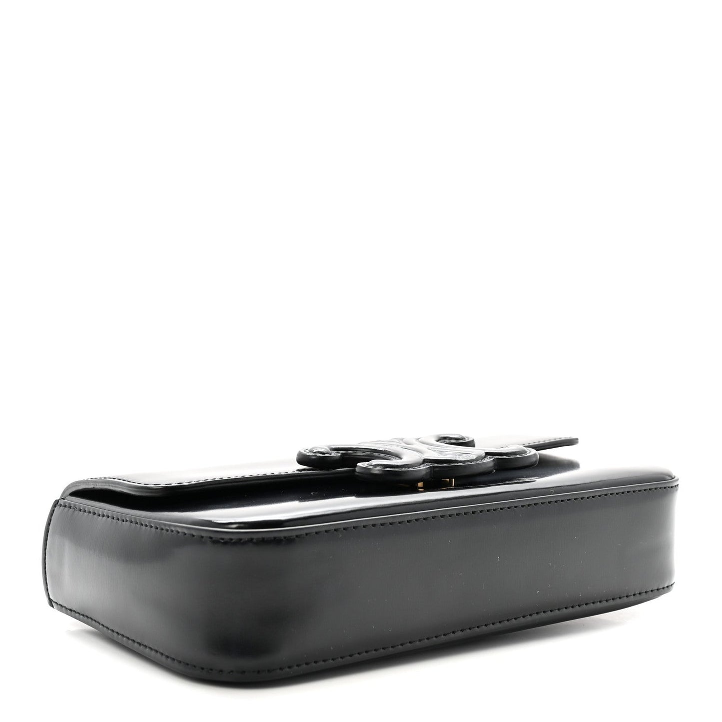 Shiny Calfskin Cuir Triomphe Chain Shoulder Bag Black